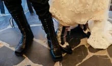 The couple's shoes in an English wedding ceremony with filipino wedding traditions.