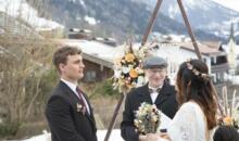 English winter wedding ceremony in Germany with wedding officiant Markus Schäfler at Lake Schliersee